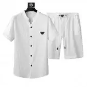 2021 armani agasalho manche courte homme shirt and short sets ea2022 blanc